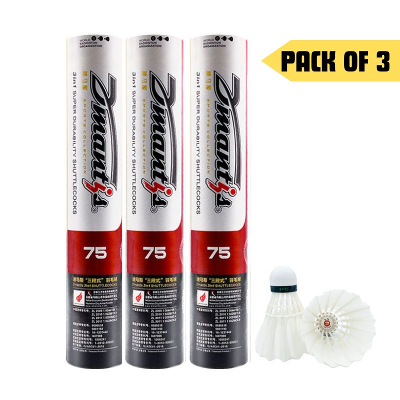 Dmantis D75 3in1 Competition Training Badminton Shuttlecocks Durable Duck Feather. Pack of 3