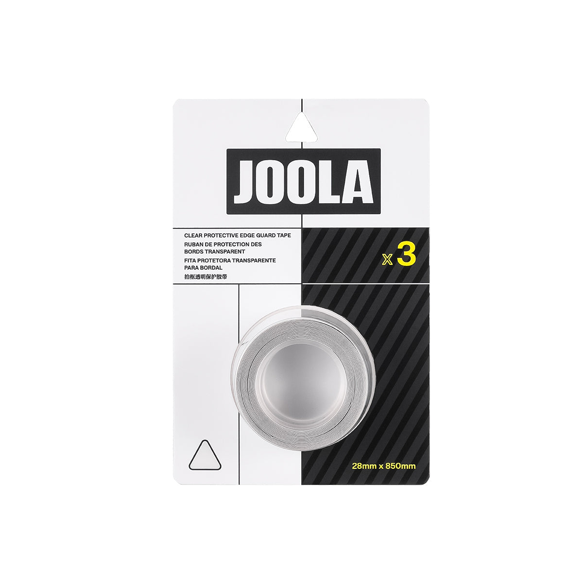 White background, product image of a package of JOOLA Clear Edge guard tape.