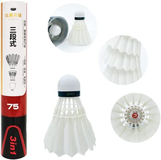 Dmantis D75 3in1 Competition Training Badminton Shuttlecocks Durable Duck Feather. Pack of 10