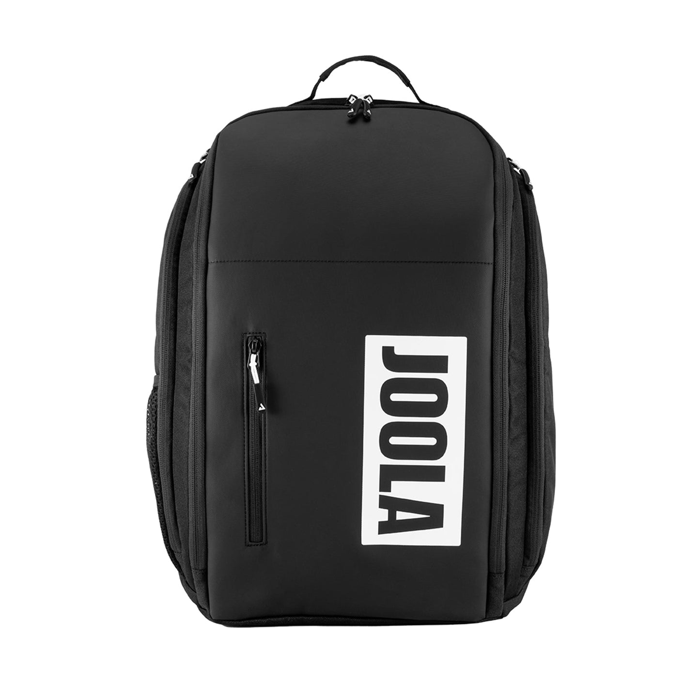 White background, product image of the JOOLA Vision II Backpack, Black with white JOOLA word mark logo.