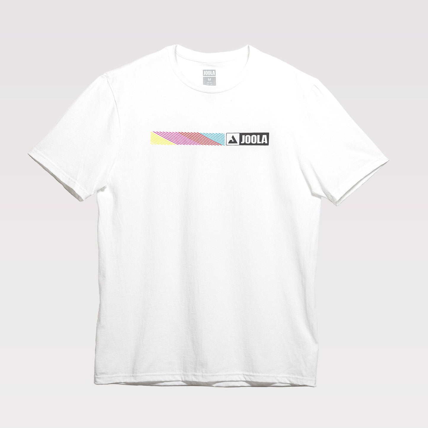 White background, product image of a white JOOLA Men?ôs Pro IV Branded Lockup Short Sleeve Graphic Tee.