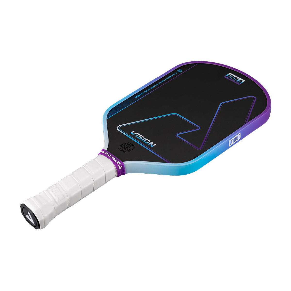 White background, angeled view of the JOOLA Hyperion Vision pickleball paddle.