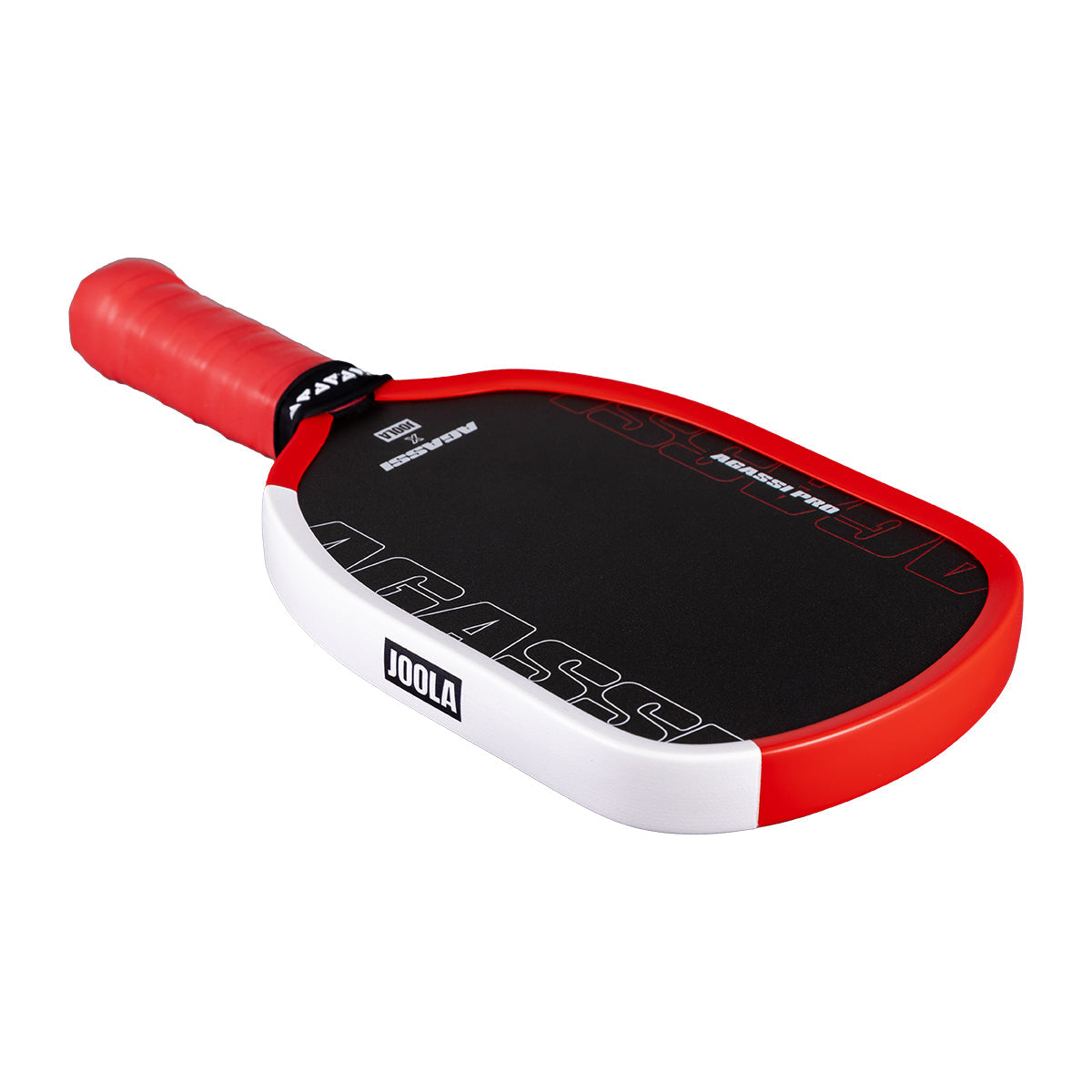 White background, miniature Agassi Pro Pickleball paddle collectors item.