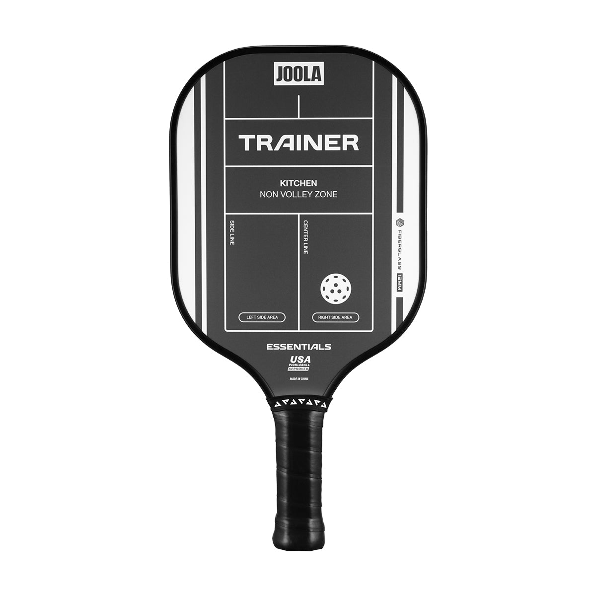 White background, JOOLA Trainer paddle with Black surface.