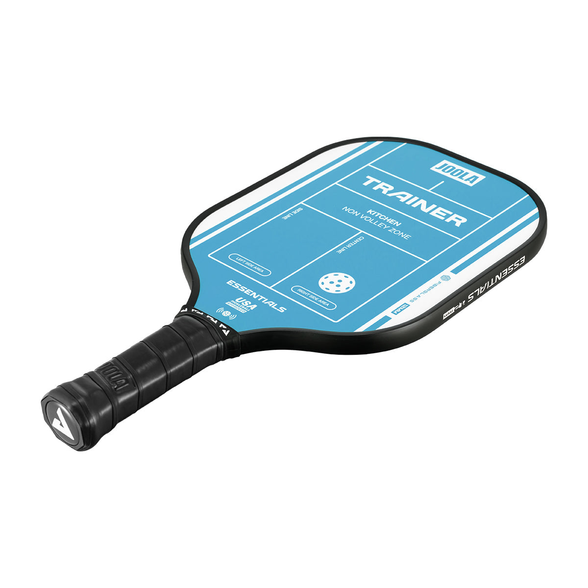White background, product image of a teal JOOLA Trainer paddle.