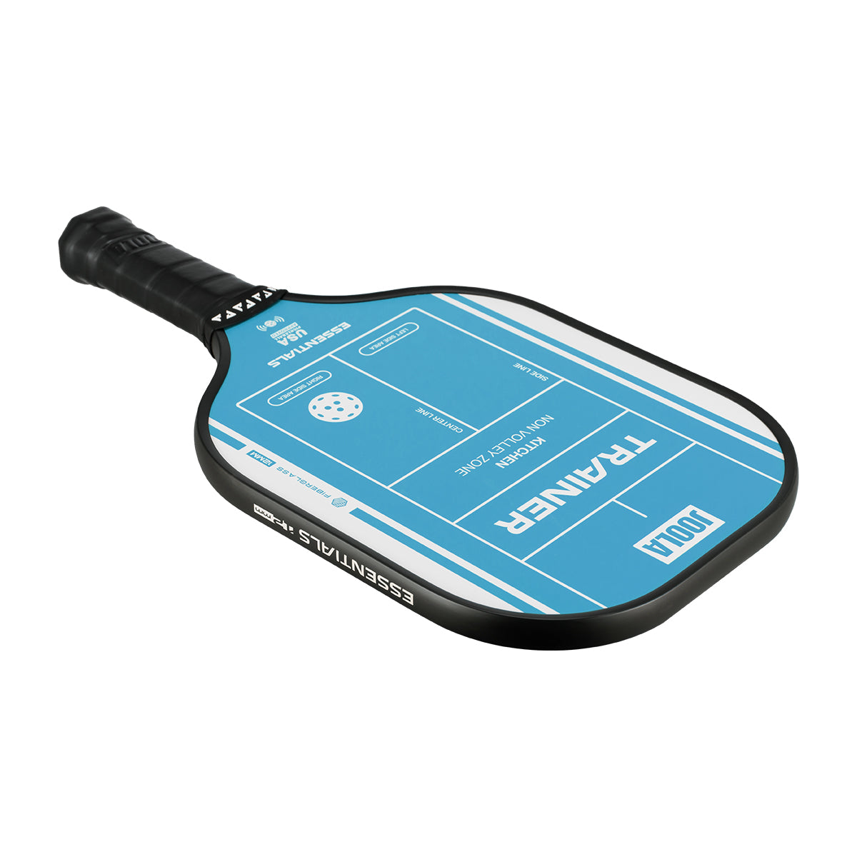 White background, product image of a teal JOOLA Trainer paddle.