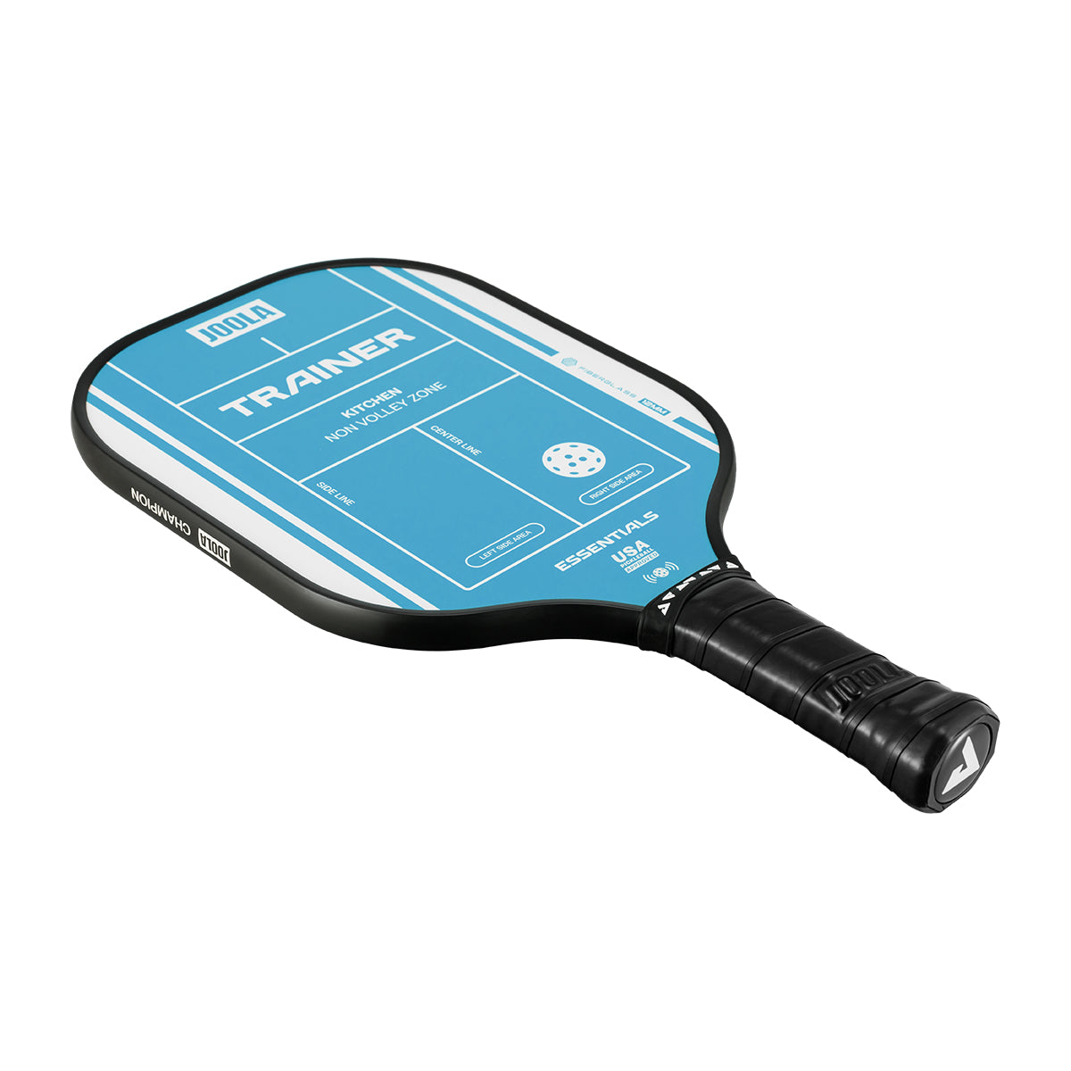 White background, product image of a teal JOOLA Trainer paddle.