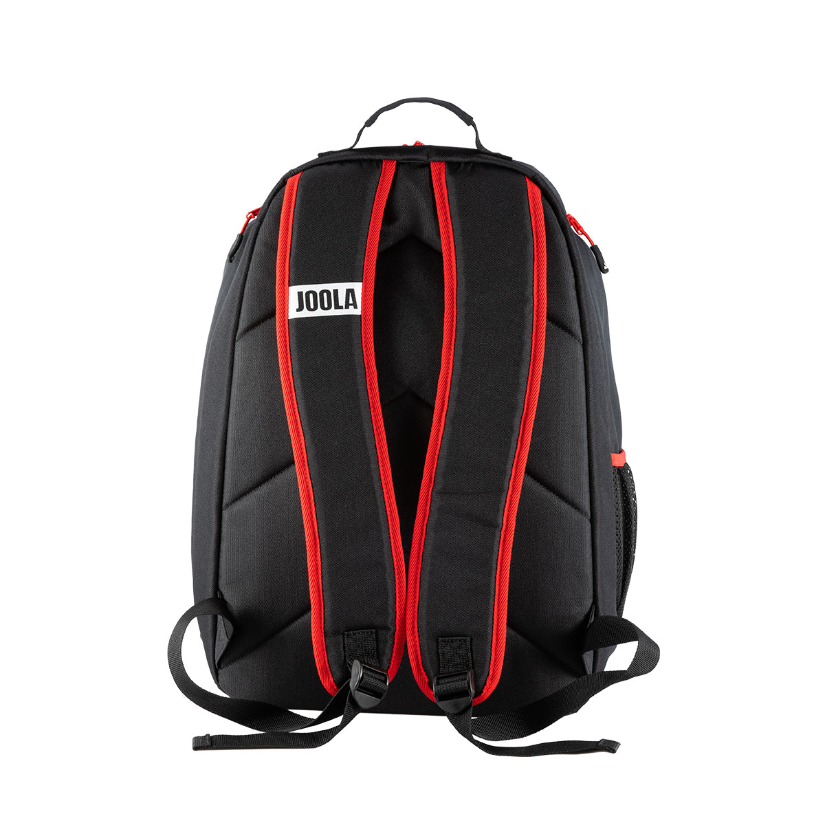 White background, product image showing the JOOLA word mark logo and back straps for the Agassi x JOOLA Vision II backpack.