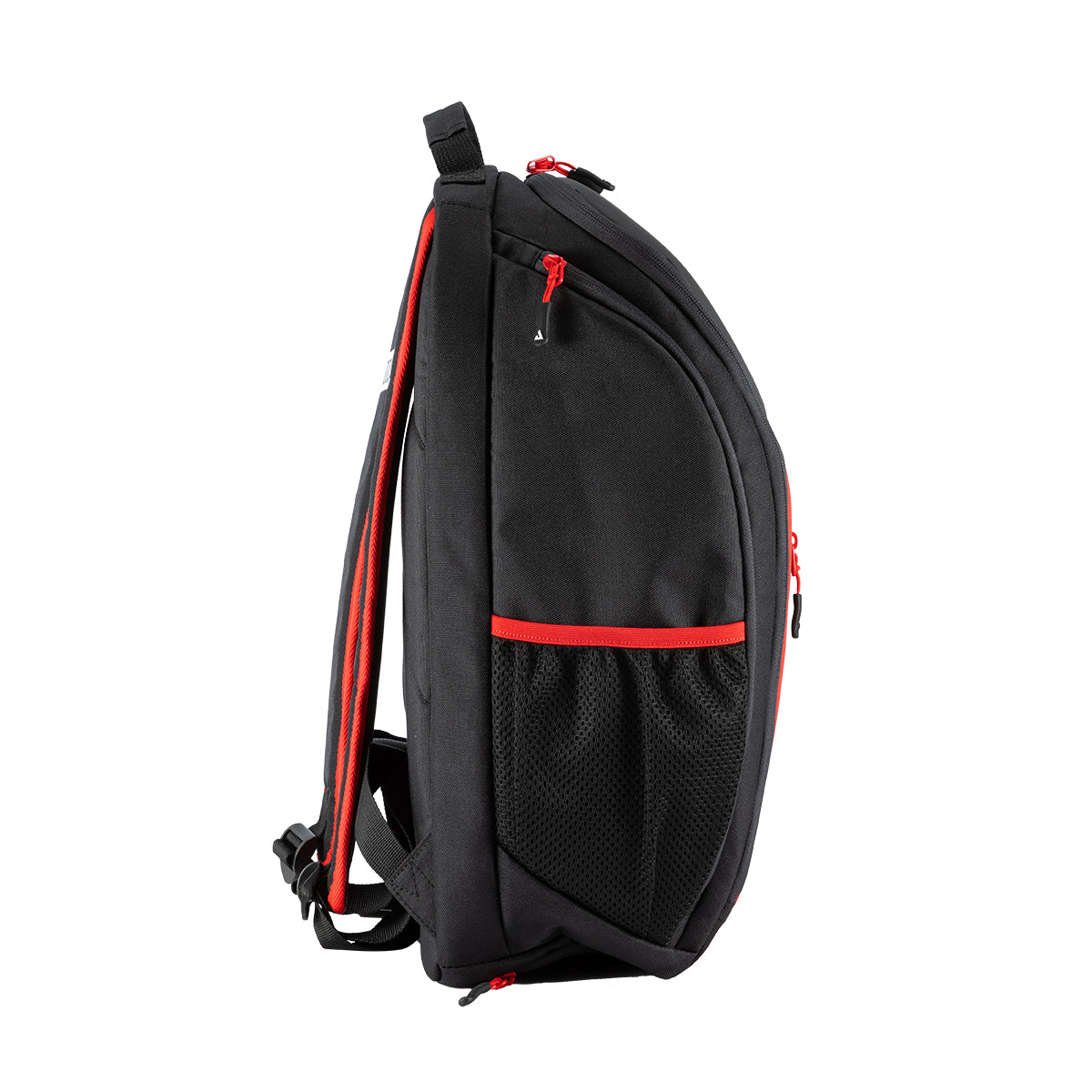 White background, product image showing the side mesh pocket of the JOOLA Vision II Deluxe backpack.