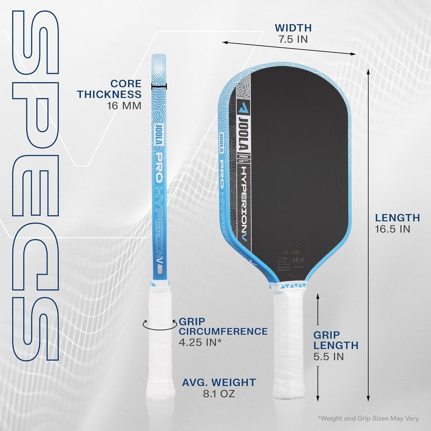 JOOLA Hyperion Pro V Ben Johns Bolt Blue Pickleball Paddle