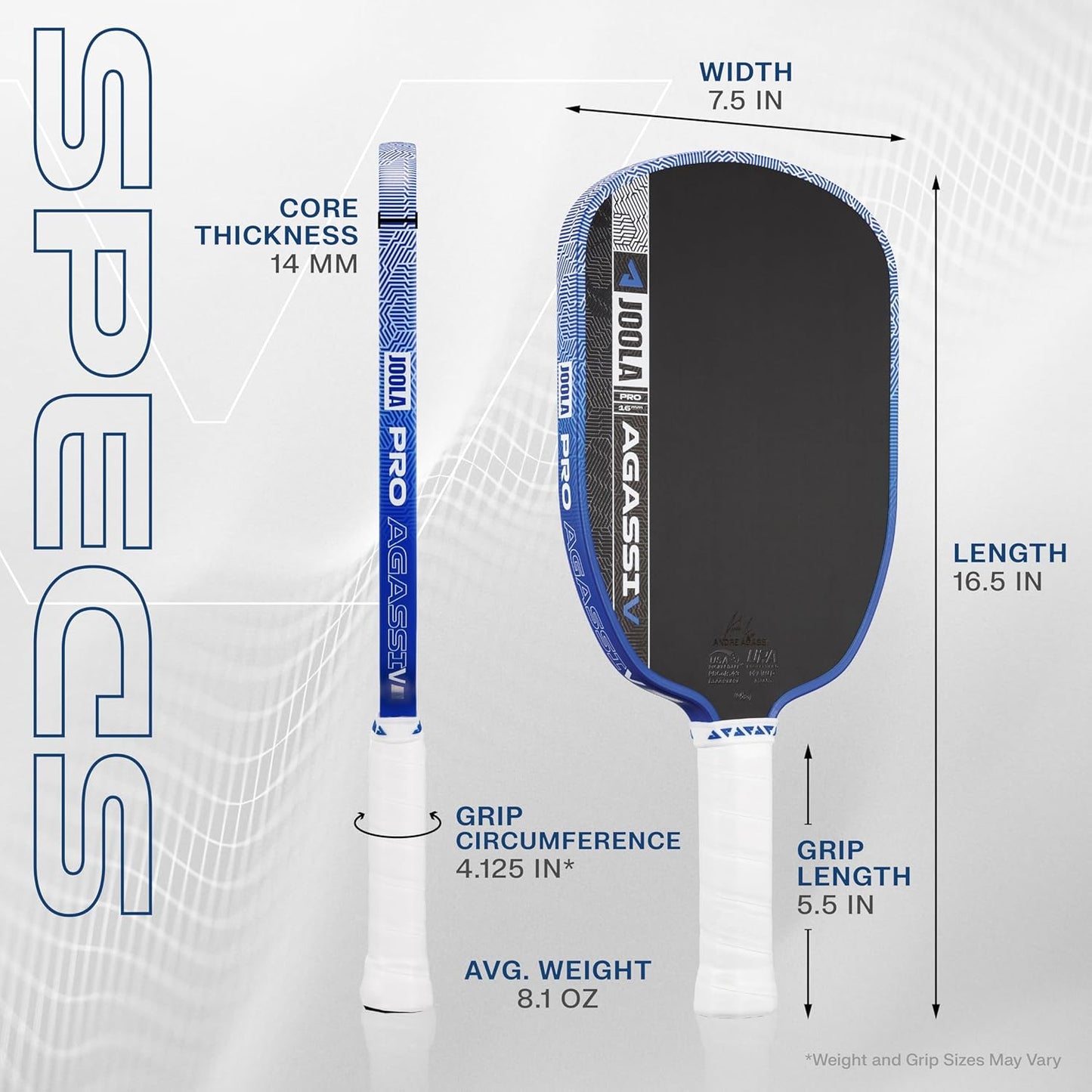 JOOLA Agassi Pro V Andre Agassi Royal Blue Pickleball Paddle