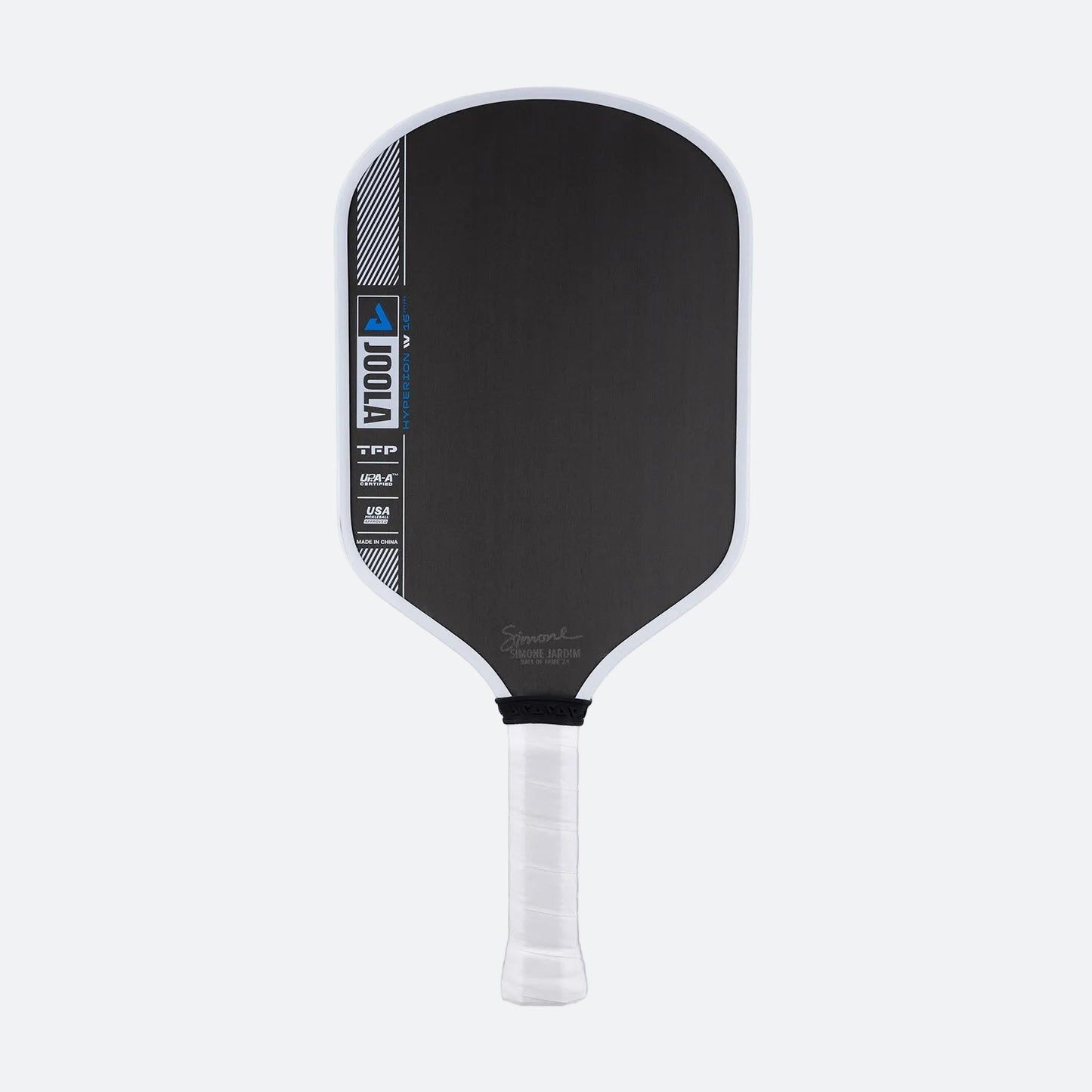 White background, product image of the JOOLA Simone Jardim Hyperion Pro IV Pickleball Paddle. 16mm.