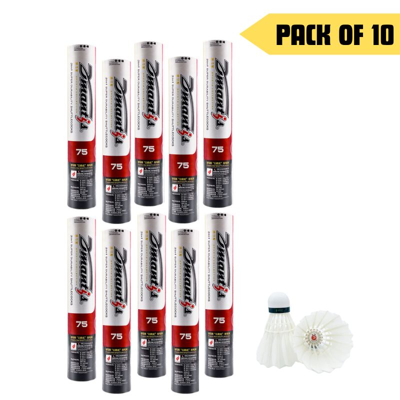 Dmantis D75 3in1 Competition Training Badminton Shuttlecocks Durable Duck Feather. Pack of 10