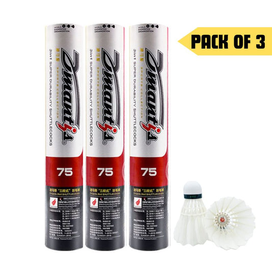 Dmantis D75 3in1 Competition Training Badminton Shuttlecocks Durable Duck Feather. Pack of 3