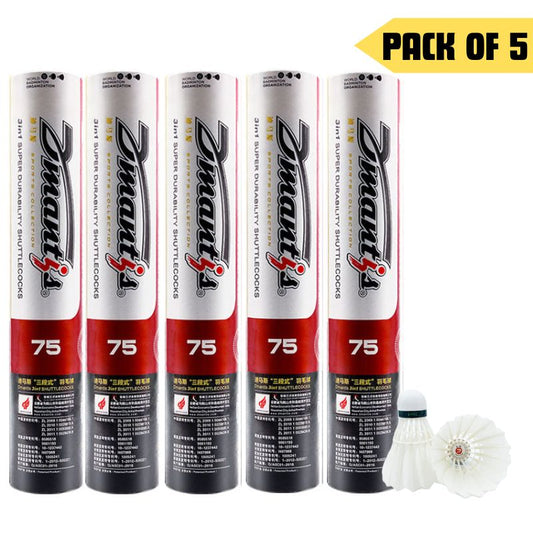 Dmantis D75 3in1 Competition Training Badminton Shuttlecocks Durable Duck Feather. Pack of 5