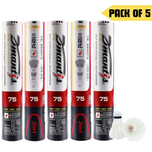 Dmantis D75 3in1 Competition Training Badminton Shuttlecocks Durable Duck Feather. Pack of 5